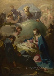 londongallery/giovanni battista pittoni - the nativity with god the father and the holy ghost